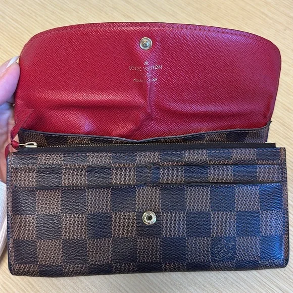 Louis Vuitton Emilie Wallet - Damier Ebene with Red Lining